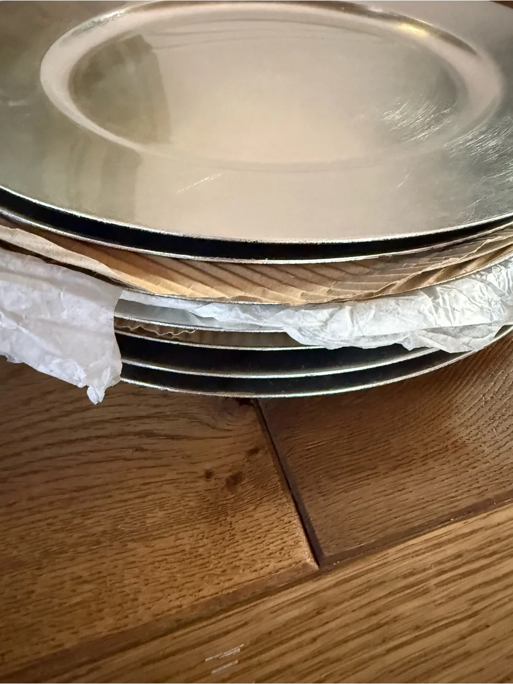 Eight Metallic Silver Charger Plates